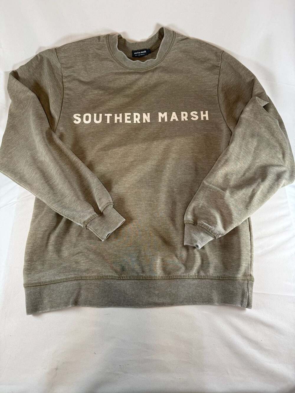 Southern Marsh Women’s Seawash Sweatshirt Size S Olive Green Americana Heritage